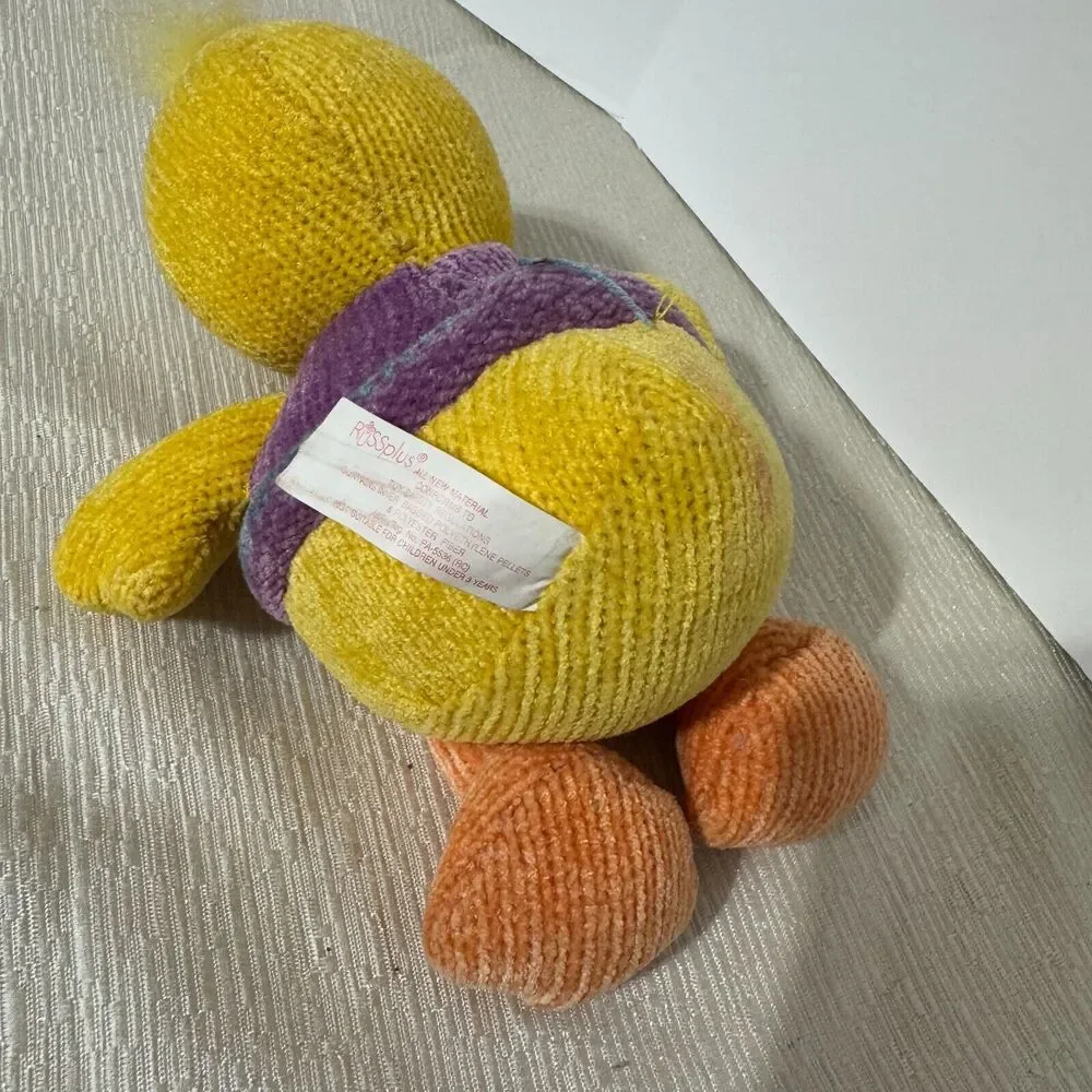 Russ Berrie Tootles knit plush duck yellow Easter stuffed animal cute Vintage 8